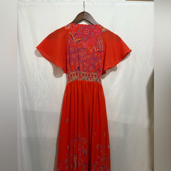 Anthropologie Maeve Size 00p Blushed Paisley Maxi Shift Dress Tie Front Or Back - Picture 7 of 9